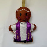 Vicar gingerbread man hanging tree decoration