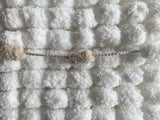 White Hand Knitted Pram Cover, Giant Pom Pom Wool