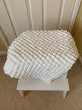 White Hand Knitted Pram Cover, Giant Pom Pom Wool