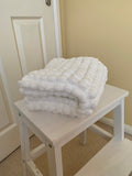White Hand Knitted Pram Cover, Giant Pom Pom Wool