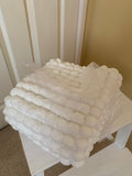 White Hand Knitted Pram Cover, Giant Pom Pom Wool