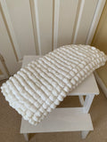 White Hand Knitted Pram Cover, Giant Pom Pom Wool