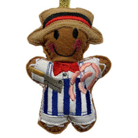 Butcher gingerbread man. Felt Christmas tree decoration.