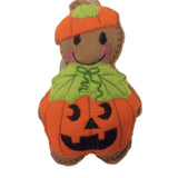 Pumpkin, felt gingerbread man hanging Halloween decoration
