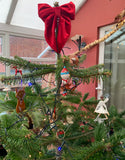 Red Velvet  Christmas Tree Bows, Handmade Luxury Tree Topper.