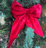 Red Velvet  Christmas Tree Bows, Handmade Luxury Tree Topper.