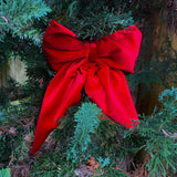 Red Velvet  Christmas Tree Bows, Handmade Luxury Tree Topper.
