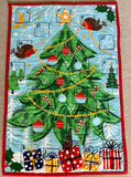 Robin Design Quilted, Reusable Fabric, Pocket, Christmas Advent Calendar.