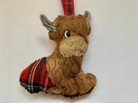 Highland Cow Red In Tartan Kilt Decoration Scottish Gifts