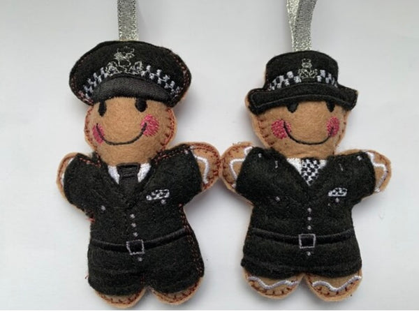 Scottish Police Officer Felt Gingerbread Man Ornament