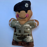 Royal Tank regiment soldier felt gingerbread man ornament.