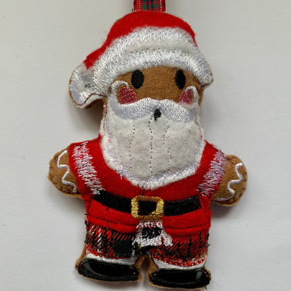 Scottish Santa, machine embroidered felt Christmas Tree Decoration 