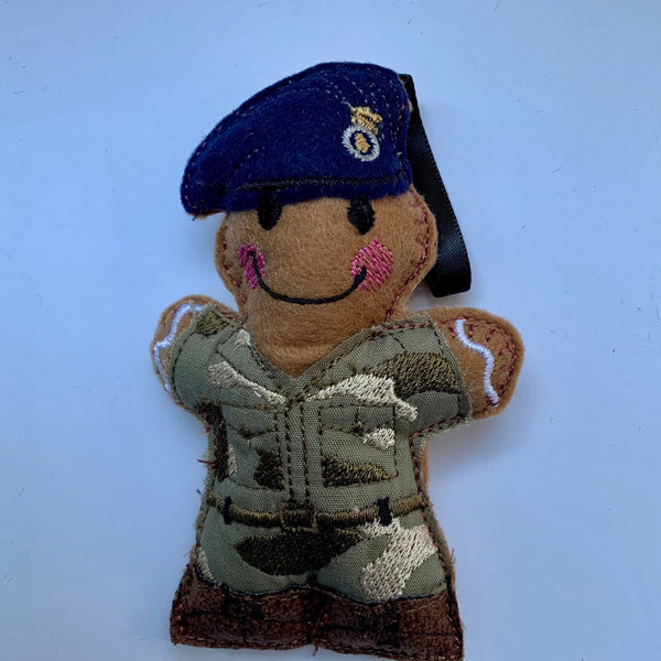 Royal Engineers regiment felt gingerbread man ornament.