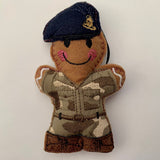 Royal artillery regiment felt gingerbread man ornament.