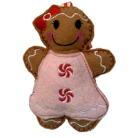 Pink Gingerbread Girl Traditional Christmas Tree Decoration