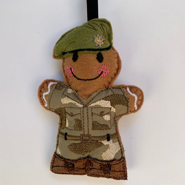 Royal Anglian regiment soldier gingerbread man ornament.