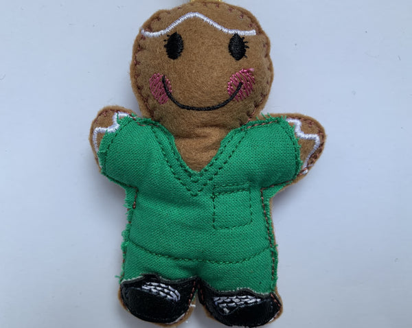 Nurse In Green Scrubs Gingerbread Man Decoration