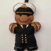 Royal Navy Commander felt gingerbread ornament.