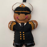 Royal Navy Commander felt gingerbread ornament.