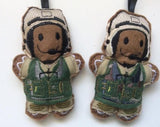 Army airman gingerbread decoration in flying suit and helmet..