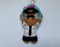 Airline Crew with Plane Gingerbread Man Decoration