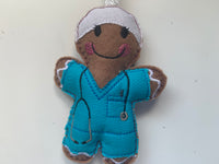 Doctor Gingerbread man in Turquoise Scrubs