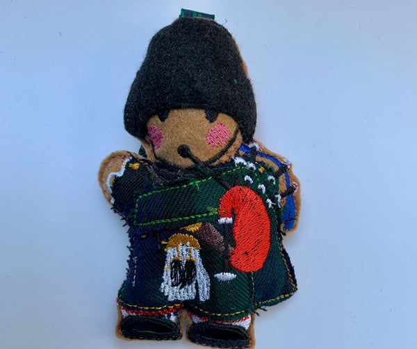 Scottish Piper In Bearskin Hat, Christmas Decoration.