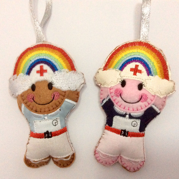 Rainbow Nurse Gingerbread Man Decoration