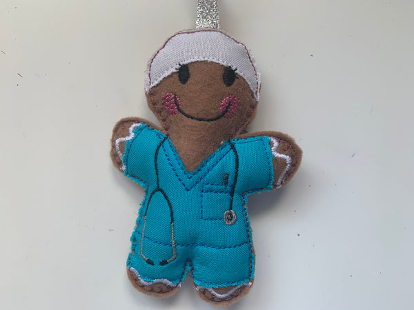 Doctor Gingerbread man in Turquoise Scrubs