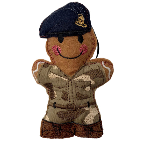 Royal artillery soldier felt gingerbread man decoration.