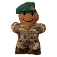 Royal Marine commando khaki belt, felt gingerbread man ornament.