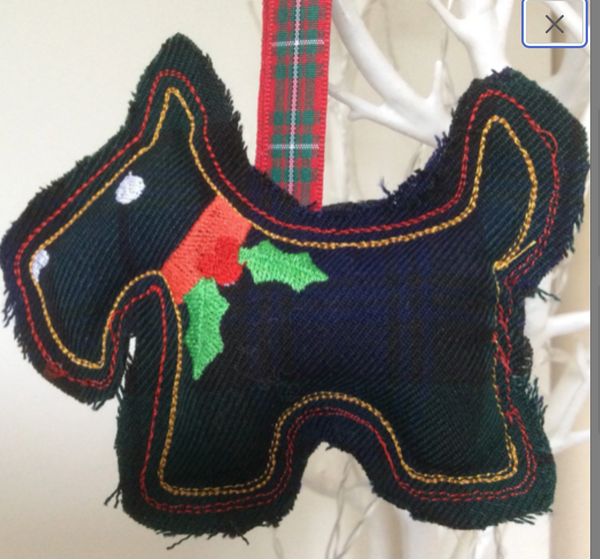 Scottish Terrier, Navy Tartan Christmas Decoration.