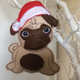 Brown Pug Christmas Tree Decoration.