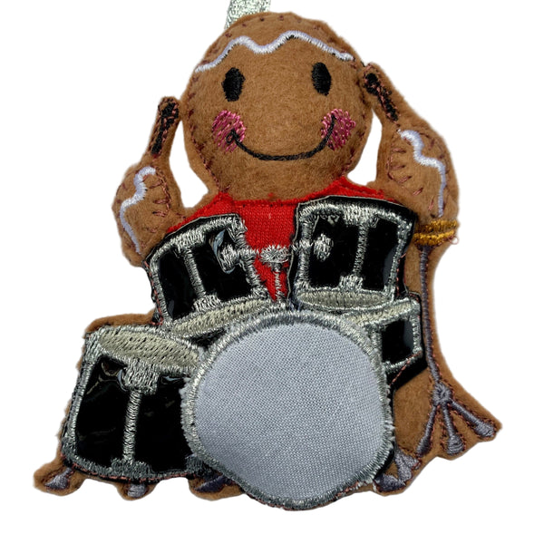 Drummer gingerbread man decoration
