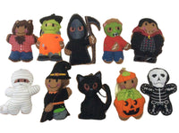 Halloween felt gingerbread man hanging decorations.