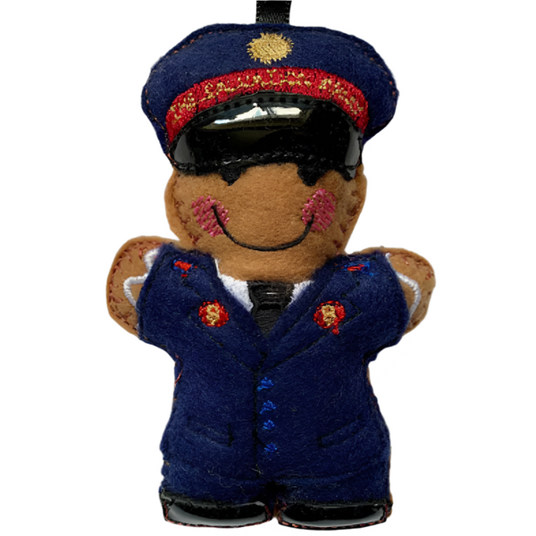 Gods army machine embroidered felt gingerbread man decoration, Christian ornament.
