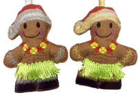 Hawaiian Santa, machine embroidered felt gingerbread Christmas decoration.