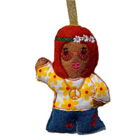 Hippie girl, gingerbread decoration on white background.