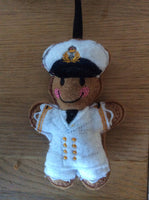 White Naval Officer Uniform Gingerbread Man Decoration
