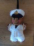 White Naval Officer Uniform Gingerbread Man Decoration