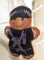 Armed Police Officer (Black Uniform) Gingerbread Decoration