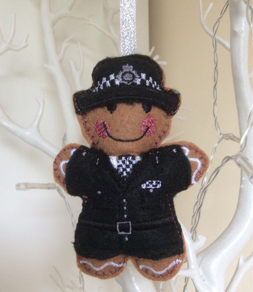 Policewoman  Gingerbread Man Decoration