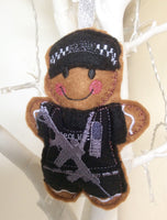 Armed Police Officer (Black Uniform) Gingerbread Decoration