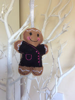 Beautician Gingerbread Man Decoration Black/Pink