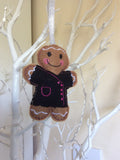 Beautician Gingerbread Man Decoration Black/Pink