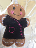 Beautician Gingerbread Man Decoration Black/Pink