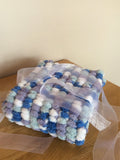 Ultra-Soft Purple, Blue and Green Pram Cover  - Perfect Pom Pom Blanket Topper for Your Pram