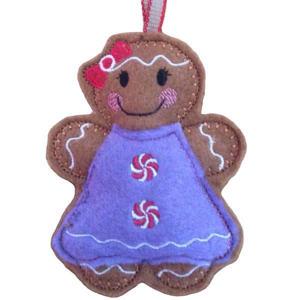 Purple Gingerbread Girl Christmas Decoration