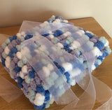Ultra-Soft Purple, Blue and Green Pram Cover  - Perfect Pom Pom Blanket Topper for Your Pram