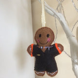 Charming Flight Attendant Gingerbread Decoration Orange, Grey Uniform - A Unique Touch to Your Holiday Decor